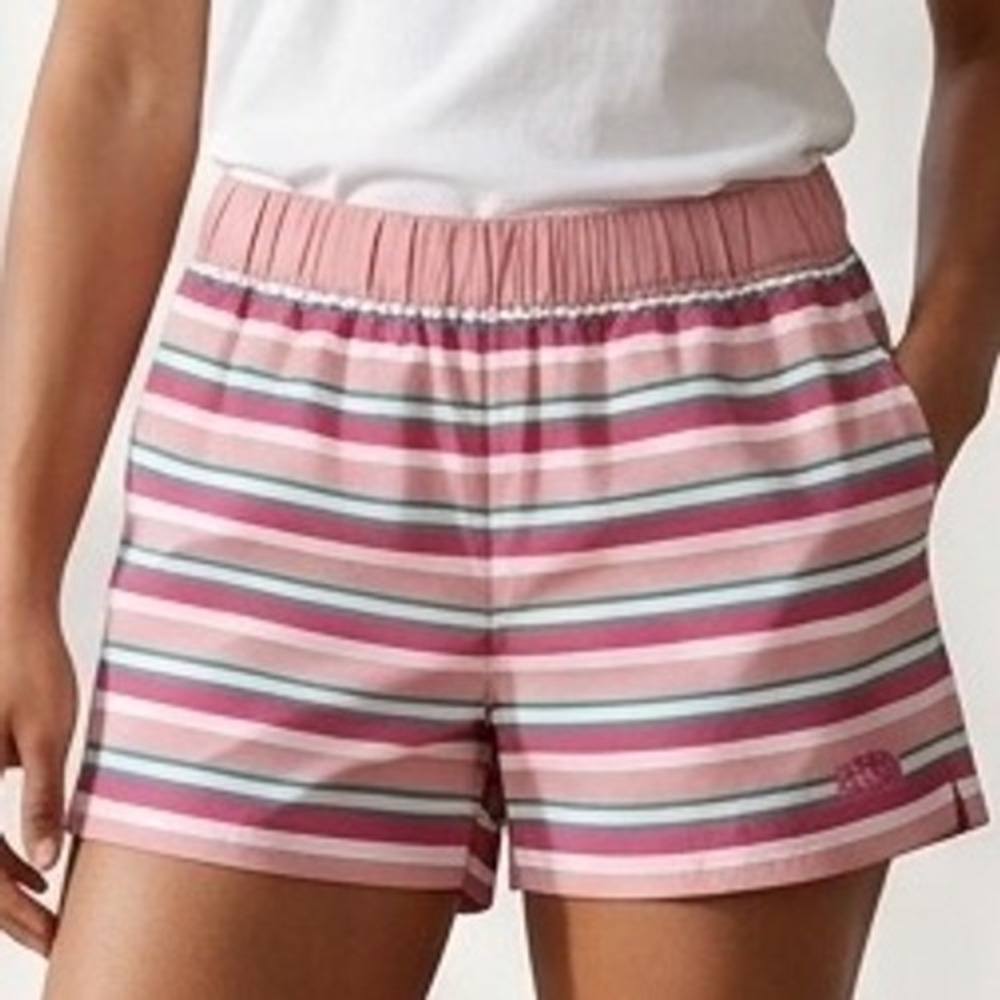 The North Face Shorts Womens Medium Pink Striped Hiking Athletic Casual Pocket